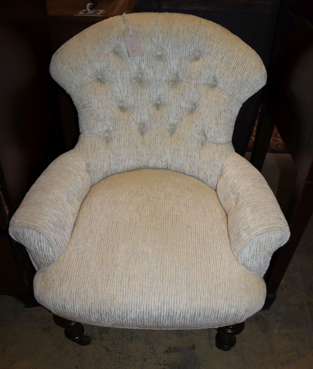 A small late Victorian upholstered chair